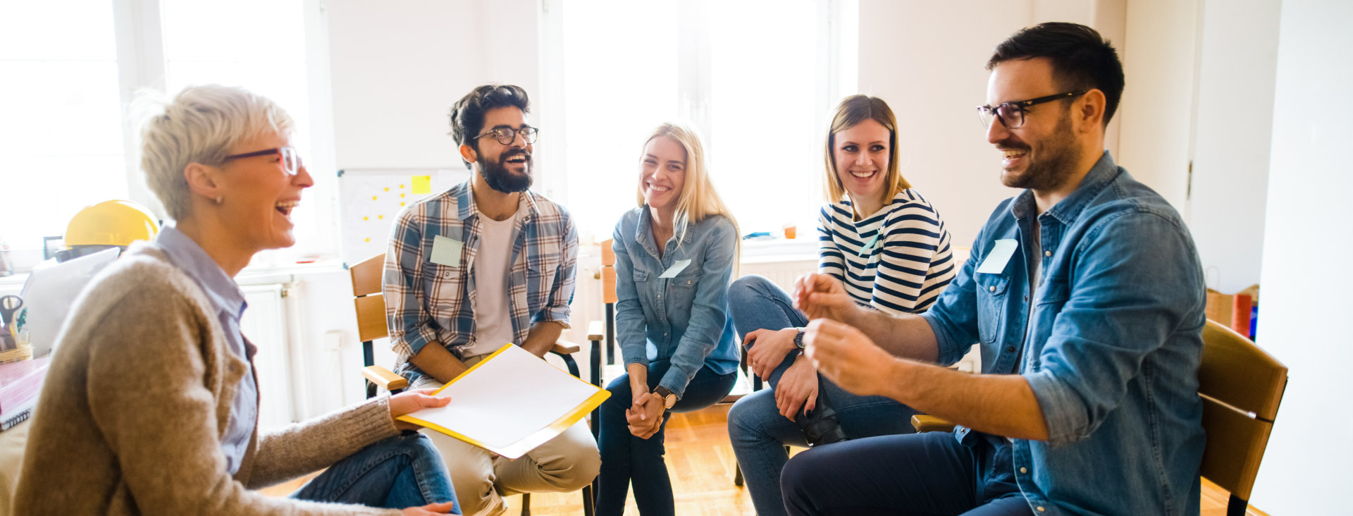 group of people laughing